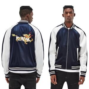 G-Star Raw Men’s Batt Tour Bomber Satin Dragon Navy Varsity Large GStar Shiny